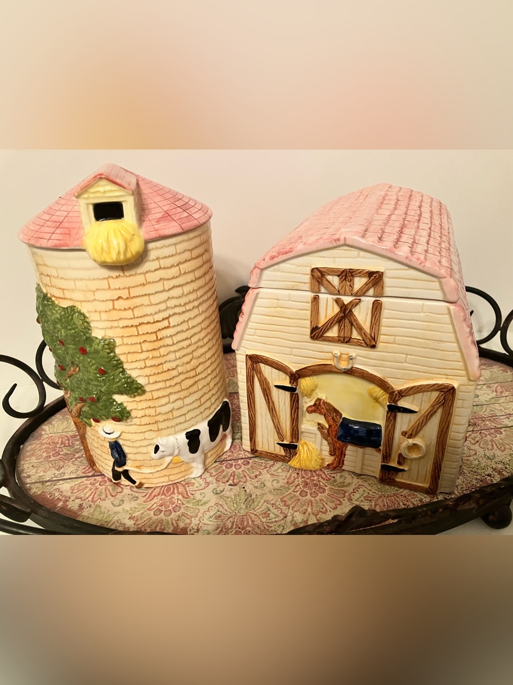 Vintage barn and silo cookie jars